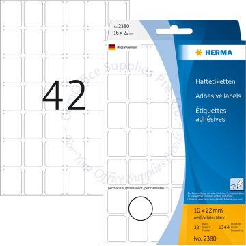 HERMA LABEL #2380 16x22MM WHITE