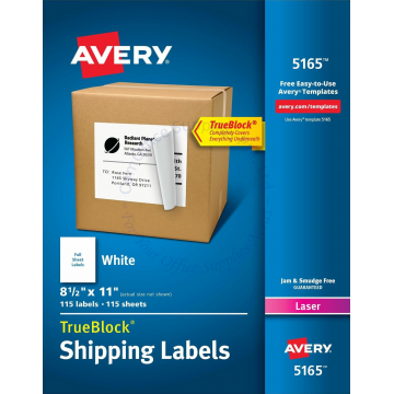 AVERY SHIPPING LABELS 5165 8.5x11"