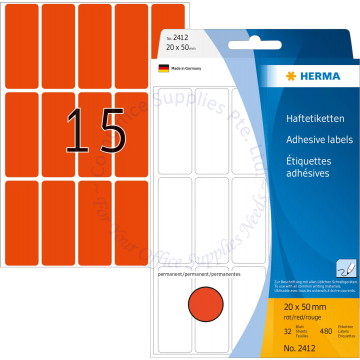 HERMA LABEL #2412 20x50MM RED