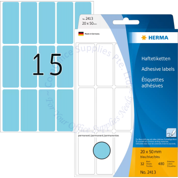 HERMA LABEL #2413 20x50MM BLUE
