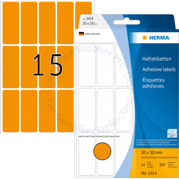 HERMA LABEL #2414 20x50MM LUM. ORANGE