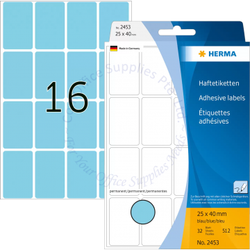 HERMA LABEL #2453 25x40MM BLUE