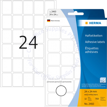 HERMA LABEL #2460 24x24MM WHITE