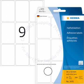 HERMA LABEL #2470 35x53MM WHITE