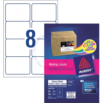 AVERY GLOSSY PHOTO QUALITY LABELS L7765-25 99.1x67.7MM