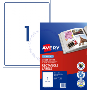 AVERY GLOSSY PHOTO QUALITY LABELS L7767-25 199.6x289.1MM