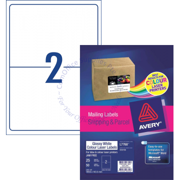 AVERY GLOSSY PHOTO QUALITY LABELS L7768-25 199.6x143.5MM