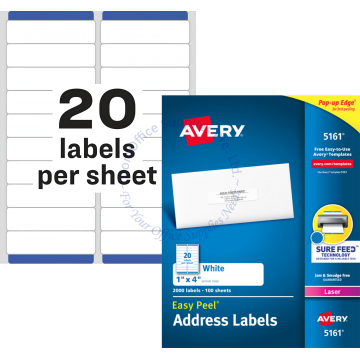 AVERY EASY PEEL ADDRESS LABELS 5161 1x4" (100s)