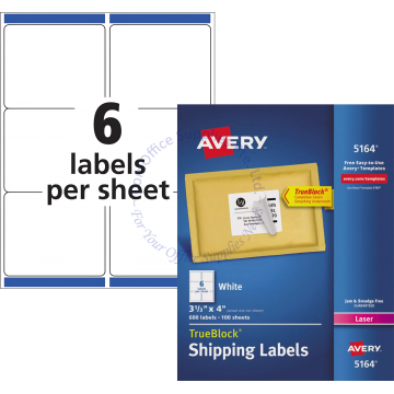 AVERY SHIPPING LABELS 5164 3-1/3x4" (100s)