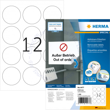 HERMA LABEL #4477 60MM ROUND