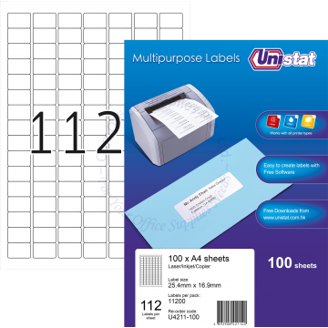 UNISTAT LABELS U4211 25.4x16.9MM (100s)