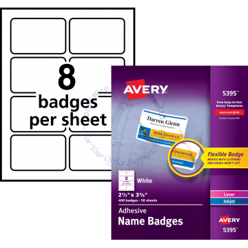 AVERY ADHESIVE NAME BADGE LABELS 5395 2-1/3x3-3/8" (50s)