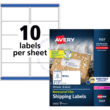 AVERY WEATHERPROOF SHIPPING LABELS 5523 2x4" (50s)