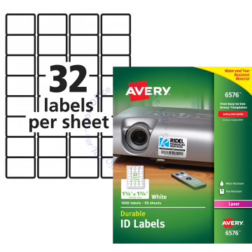 AVERY PERMANENT DURABLE ID LABELS 6576 1.25x1.75" (50s)