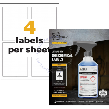 AVERY ULTRADUTY GHS CHEMICAL LABELS 60503 3.5x5" (50s)