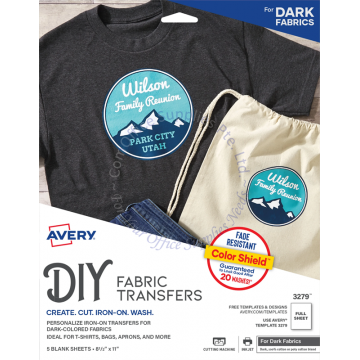 AVERY DARK T-SHIRT TRANSFERS 3279 8.5x11" (5s)
