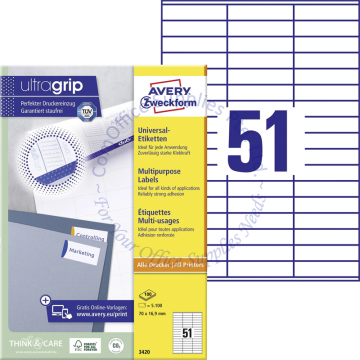 AVERY ZWECKFORM MULTIPURPOSE LABELS 3420 70x16.9MM