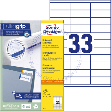 AVERY ZWECKFORM MULTIPURPOSE LABELS 3421 70x25.5MM