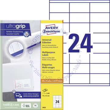 AVERY ZWECKFORM MULTIPURPOSE LABELS 3422 70x35MM