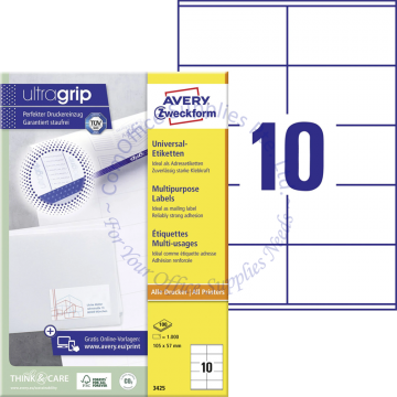 AVERY ZWECKFORM MULTIPURPOSE LABELS 3425 105x57MM