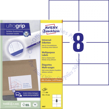 AVERY ZWECKFORM MULTIPURPOSE LABELS 3427 105x74MM