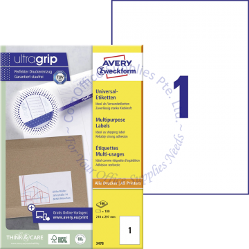 AVERY ZWECKFORM MULTIPURPOSE LABELS 3478 210x297MM