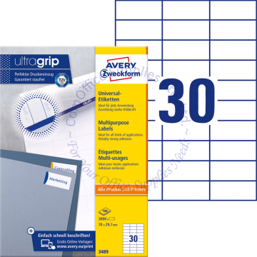AVERY ZWECKFORM MULTIPURPOSE LABELS 3489 70x29.7MM