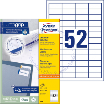 AVERY ZWECKFORM MULTIPURPOSE LABELS 3650 48x21MM