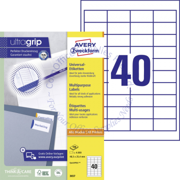 AVERY ZWECKFORM MULTIPURPOSE LABELS 3657 48.5x25.4MM