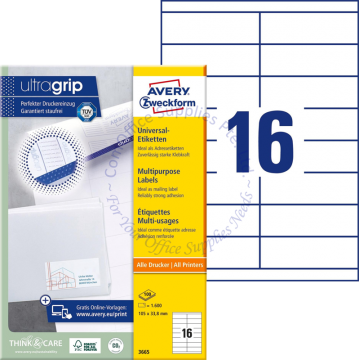 AVERY ZWECKFORM MULTIPURPOSE LABELS 3665 105x33.8MM