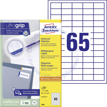AVERY ZWECKFORM MULTIPURPOSE LABELS 3666 38x21.2MM