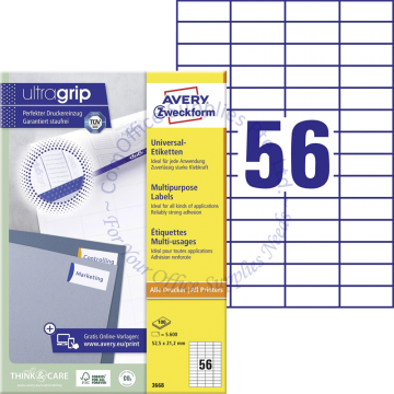 AVERY ZWECKFORM MULTIPURPOSE LABELS 3668 52.5x21.2MM