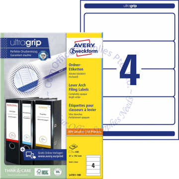 AVERY ZWECKFORM FILING LABELS L4761-100 192x61MM