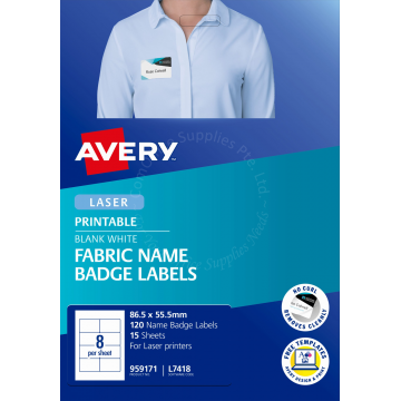 AVERY FABRIC NAME BADGE LABELS L7418-15 86.5x55.5MM