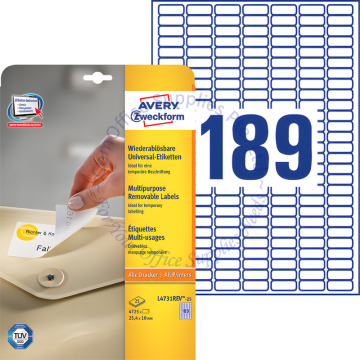 AVERY ZWECKFORM REMOVABLE MULTIPURPOSE LABELS L4731REV-25 25.4x10MM
