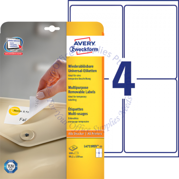 AVERY ZWECKFORM REMOVABLE MULTIPURPOSE LABELS L4733REV-25 99.1x139MM