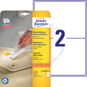 AVERY ZWECKFORM REMOVABLE MULTIPURPOSE LABELS L4734REV-25 199.6x143.5MM