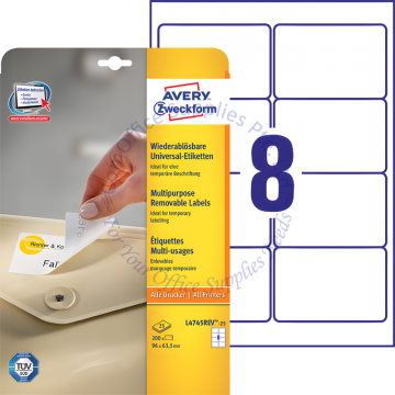 AVERY ZWECKFORM REMOVABLE MULTIPURPOSE LABELS L4745REV-25 96x63.5MM