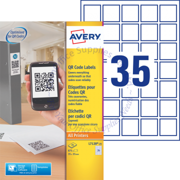 AVERY ZWECKFORM QR CODE LABELS L7120-25 35x35MM