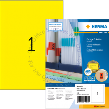 HERMA LABEL #4401 210x297MM YELLOW