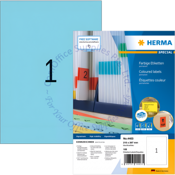 HERMA LABEL #4403 210x297MM BLUE