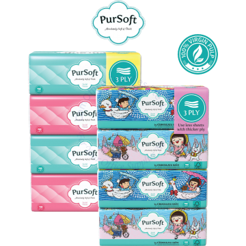 PURSOFT FACIAL TISSUE SOFT PACK 3PLY (4PACKx120s)