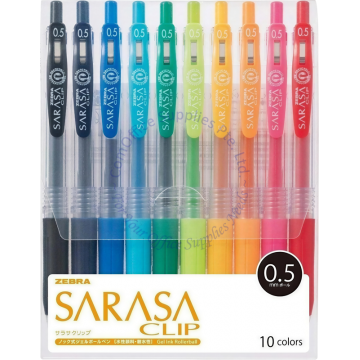 ZEBRA SARASA CLIP GEL INK ROLLER PEN 0.5MM (10 COLOR)