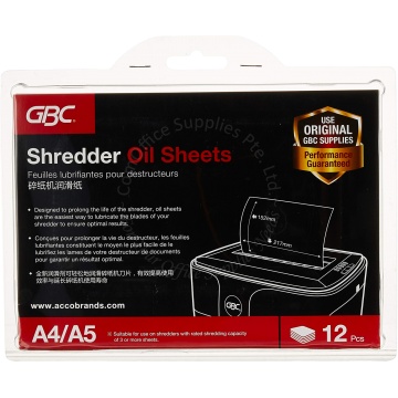 GBC SHREDDER OIL SHEETS (12s)