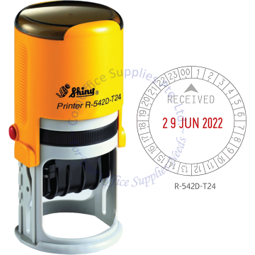 SHINY SELF INKING STAMP W/DATE&TIME R-542D-T24 42MM 24HRS