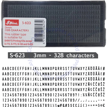 SHINY EXTRA RUBBER PLATE S-623 3MM (328 CHARACTERS)