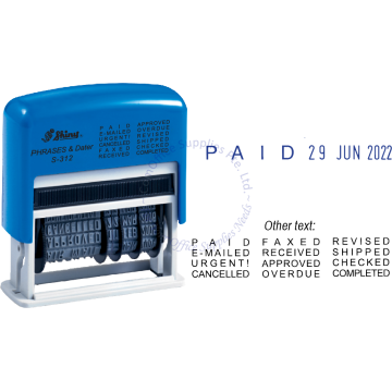 SHINY PHRASES & DATER STAMP S-312 (BLUE/RED)