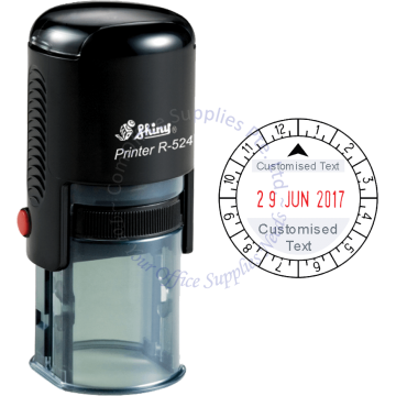 SHINY SELF INKING STAMP W/DATE&TIME W/RUBBER R-524D-T12 24MM 12HRS