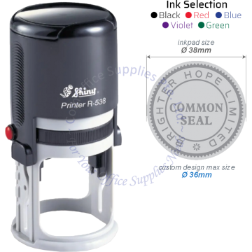 SHINY SELF INKING STAMP W/RUBBER R-538 38MM