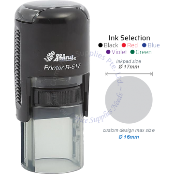 SHINY SELF INKING STAMP W/RUBBER R-517 17MM